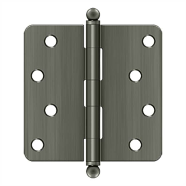 Deltana - 4'' x 4'' x 1/4'' Radius Hinge, w/ Ball Tips - Antique Nickel