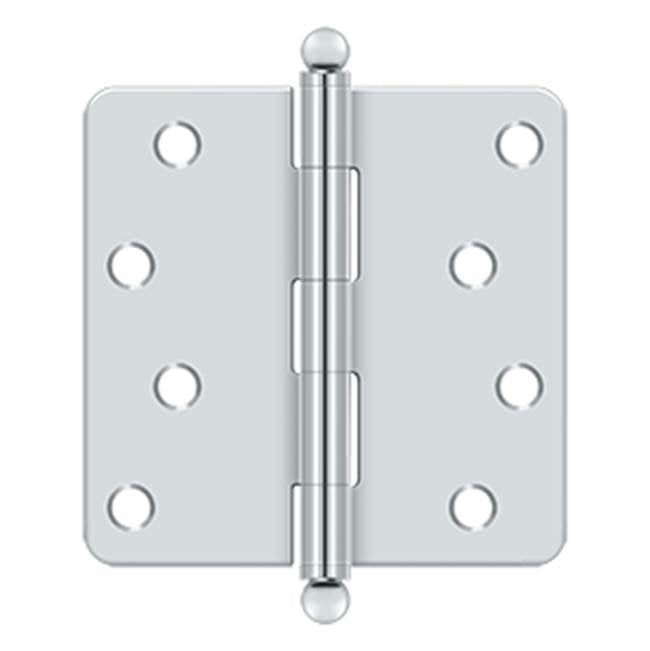 Deltana - 4'' x 4'' x 1/4'' Radius Hinge, w/ Ball Tips - Polished Chrome