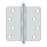 Deltana - 4'' x 4'' x 1/4'' Radius Hinge, w/ Ball Tips - Polished Chrome