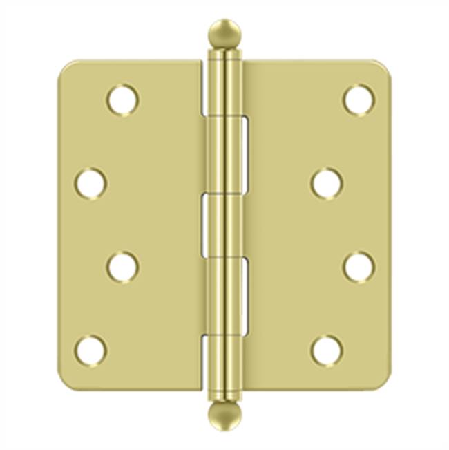 Deltana - 4'' x 4'' x 1/4'' Radius Hinge, w/ Ball Tips - Polished Brass