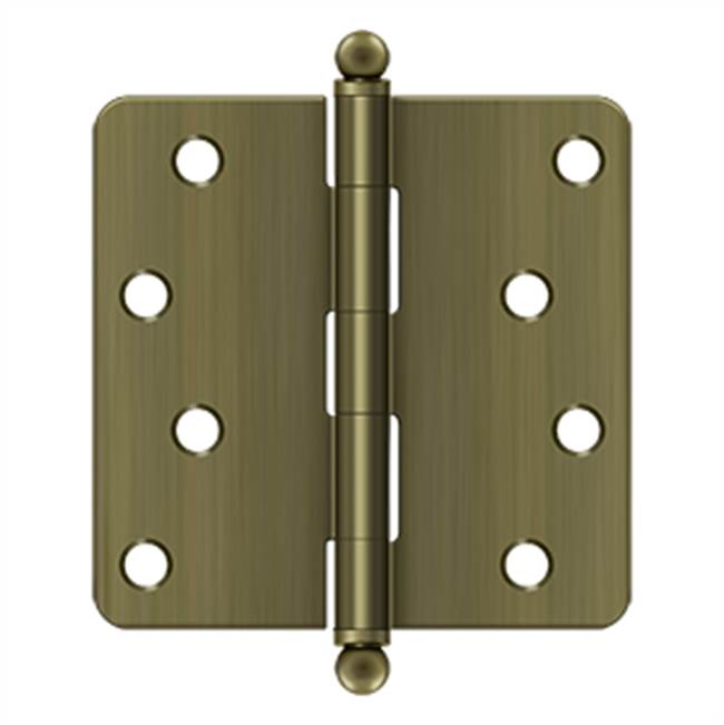 Deltana - 4'' x 4'' x 1/4'' Radius Hinge, w/ Ball Tips - Antique Brass