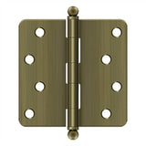 Deltana - 4'' x 4'' x 1/4'' Radius Hinge, w/ Ball Tips - Antique Brass
