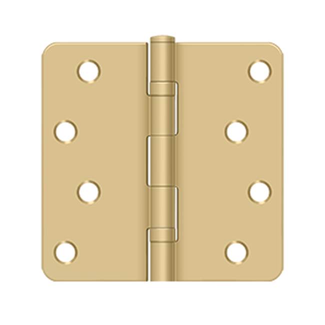 Deltana - 4'' x 4'' x 1/4'' Radius Hinge, Ball Bearings, Residential - Brushed Brass