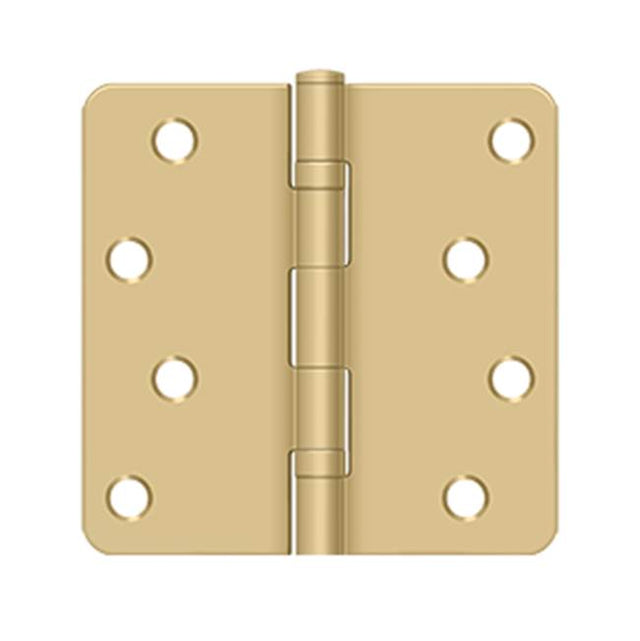 Deltana - 4'' x 4'' x 1/4'' Radius Hinge, Ball Bearings, Residential - Brushed Brass
