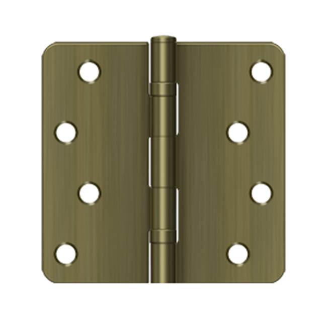 Deltana - 4'' x 4'' x 1/4'' Radius Hinge, Ball Bearings, Residential - Antique Brass
