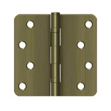Deltana - 4'' x 4'' x 1/4'' Radius Hinge, Ball Bearings, Residential - Antique Brass