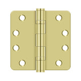 Deltana - 4'' x 4'' x 1/4'' Radius Hinge, HD, Ball Bearings - Polished Brass