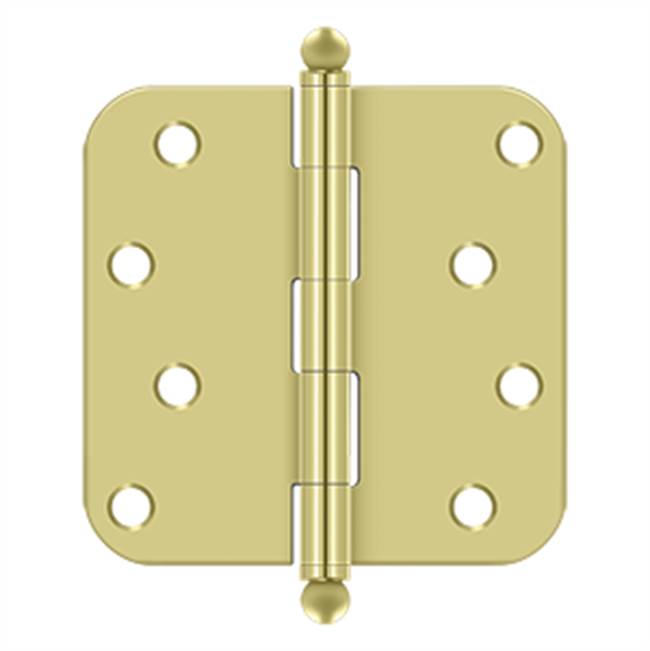 Deltana - 4'' x 4'' x 5/8'' Radius Hinge, w/ Ball Tips - Polished Brass