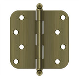 Deltana - 4'' x 4'' x 5/8'' Radius Hinge, w/ Ball Tips - Antique Brass