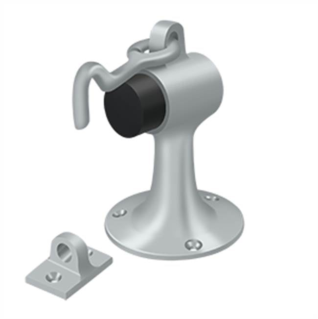 Deltana - Floor Mount Bumper w/ Holder, Solid Brass - Brushed Chrome