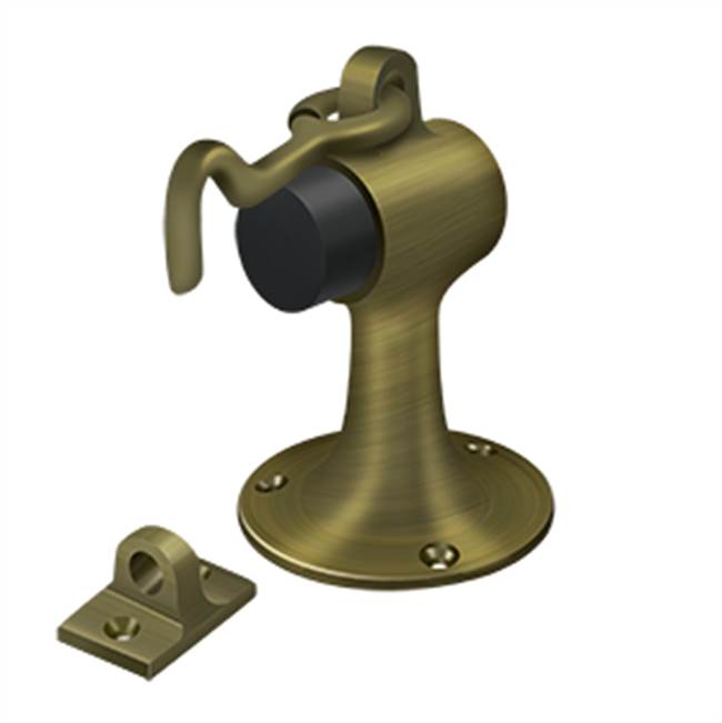 Deltana - Floor Mount Bumper w/ Holder, Solid Brass - Antique Brass