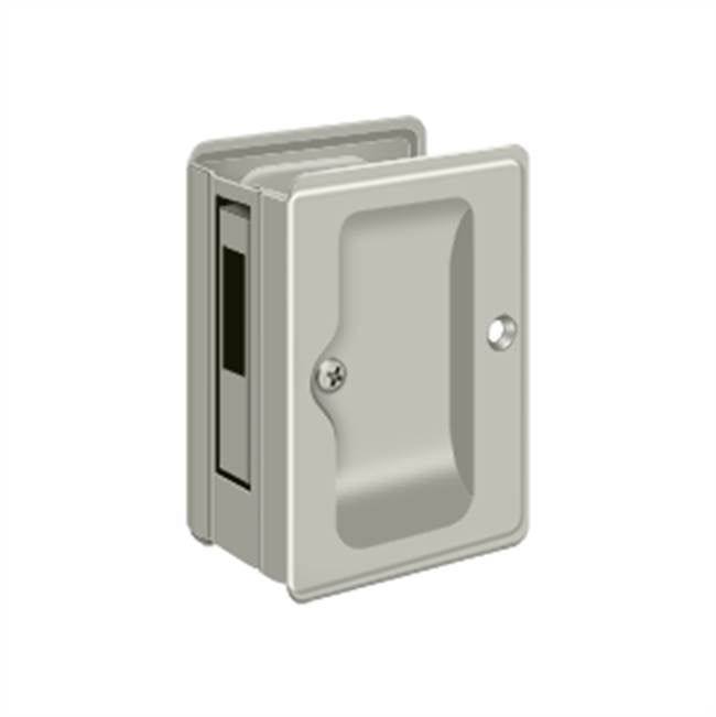 Deltana - HD Pocket Lock, Adjustable, 3-1/4'' x 2-1/4'' Sliding Door Receiver - Brushed Nickel