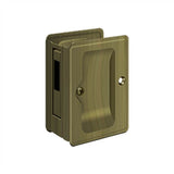 Deltana - HD Pocket Lock, Adjustable, 3-1/4'' x 2-1/4'' Sliding Door Receiver - Antique Brass