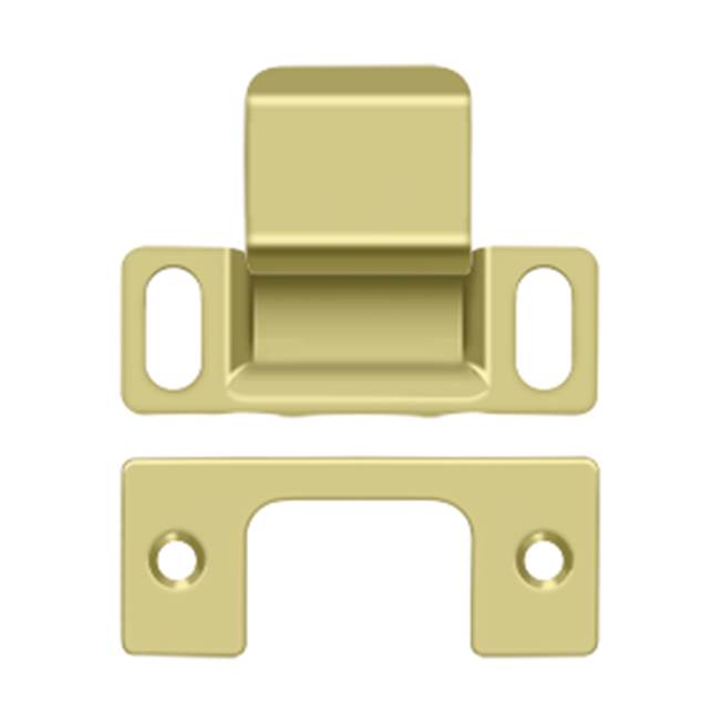 Deltana - Strike Plate, Dust Cup, Adjustable, 2-3/4'' x 1-1/4'' - Polished Brass