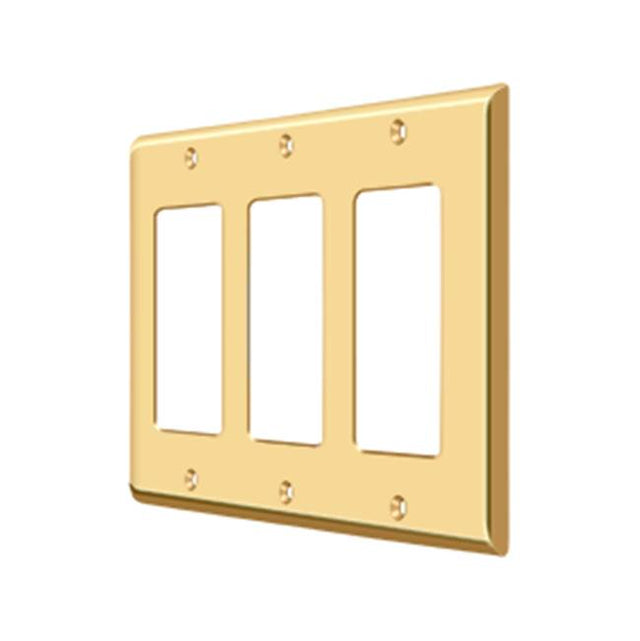 Deltana - Switch Plate, Triple Rocker - PVD Polished Brass