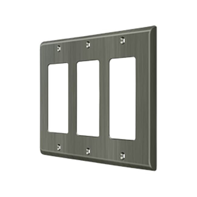 Deltana - Switch Plate, Triple Rocker - Antique Nickel