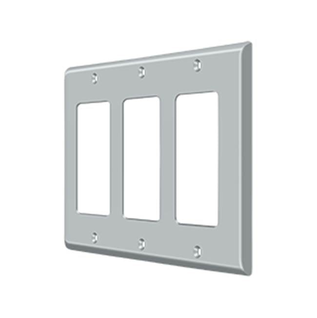 Deltana - Switch Plate, Triple Rocker - Brushed Chrome
