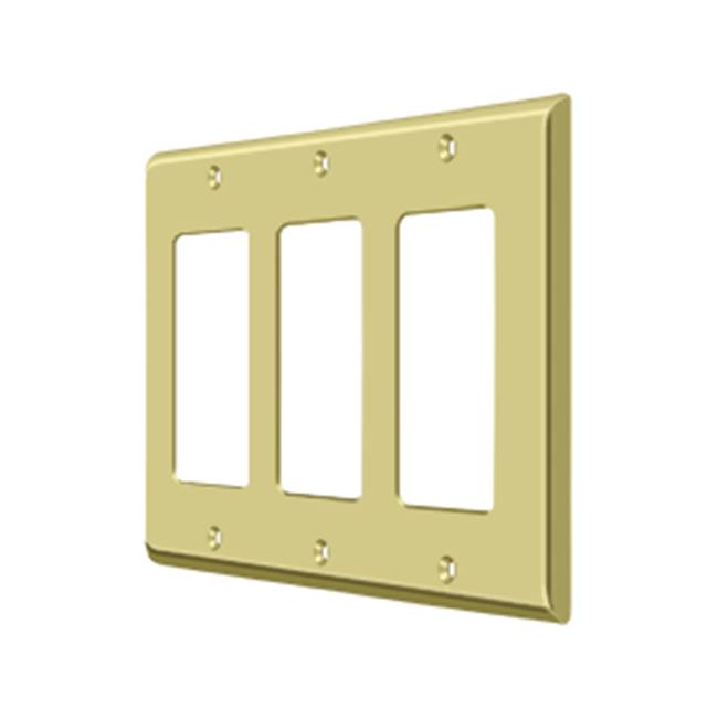 Deltana - Switch Plate, Triple Rocker - Polished Brass
