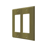 Deltana - Switch Plate, Double Rocker - Antique Brass