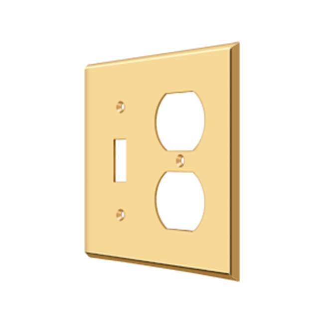 Deltana - Switch Plate, Single Switch/Double Outlet - PVD Polished Brass