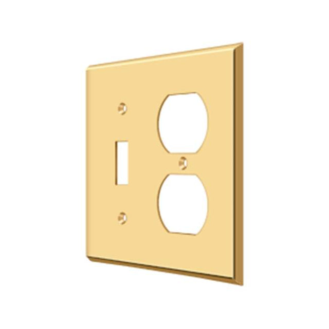 Deltana - Switch Plate, Single Switch/Double Outlet - PVD Polished Brass
