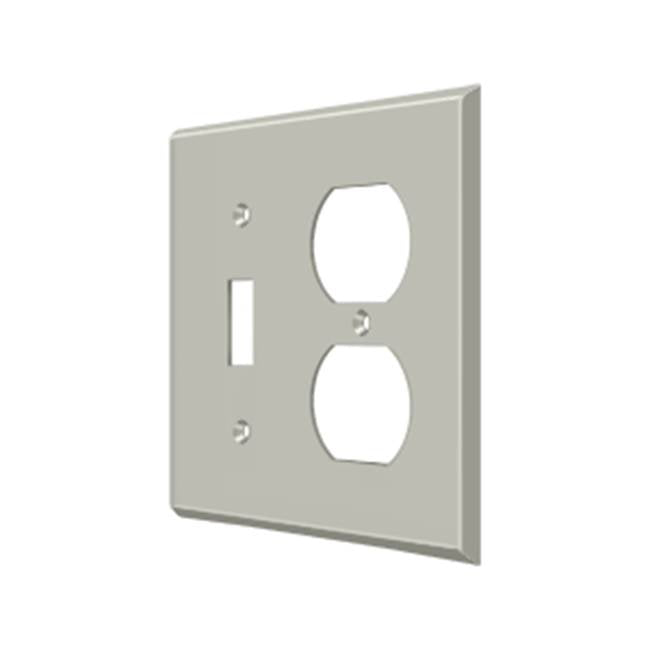 Deltana - Switch Plate, Single Switch/Double Outlet - Brushed Nickel