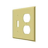 Deltana - Switch Plate, Single Switch/Double Outlet - Polished Brass
