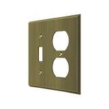 Deltana - Switch Plate, Single Switch/Double Outlet - Antique Brass