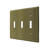 Deltana - Switch Plate, Triple Standard - Antique Brass