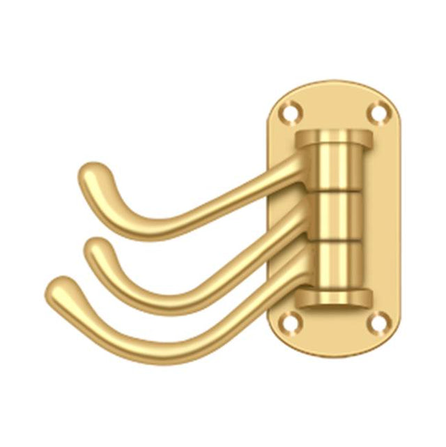 Deltana - Triple Swivel Hook, Heavy Duty, 4'' Projection - PVD Polished Brass