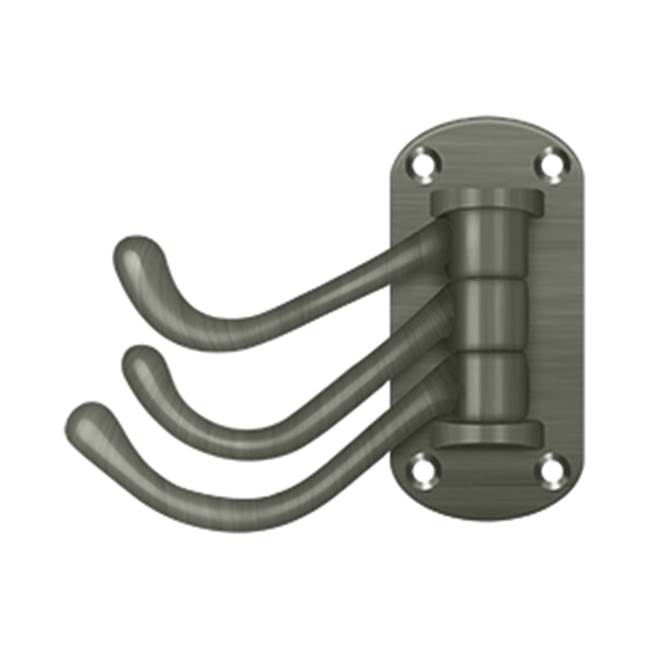 Deltana - Triple Swivel Hook, Heavy Duty, 4'' Projection - Antique Nickel