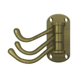 Deltana - Triple Swivel Hook, Heavy Duty, 4'' Projection - Antique Brass