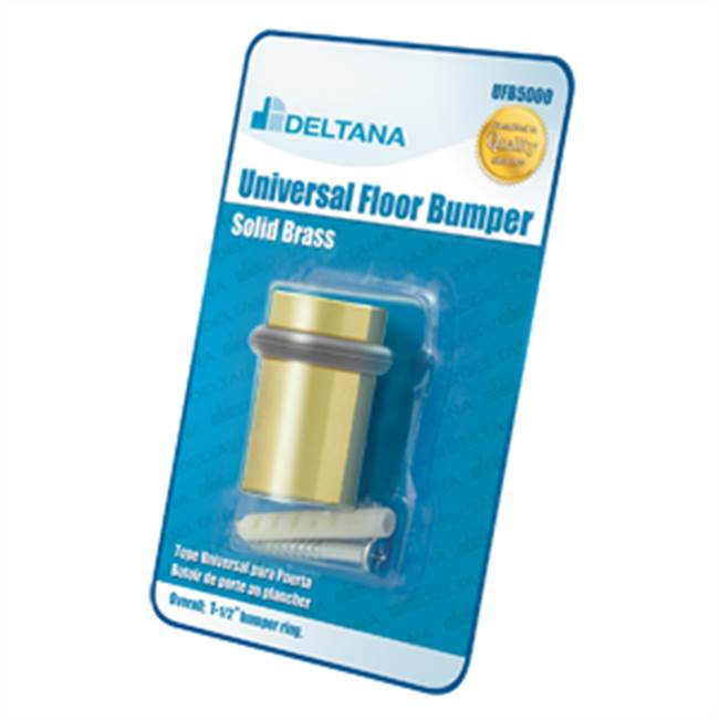 Deltana - Universal Floor Bumper Blister Pack 2'', Solid Brass - Polished Brass