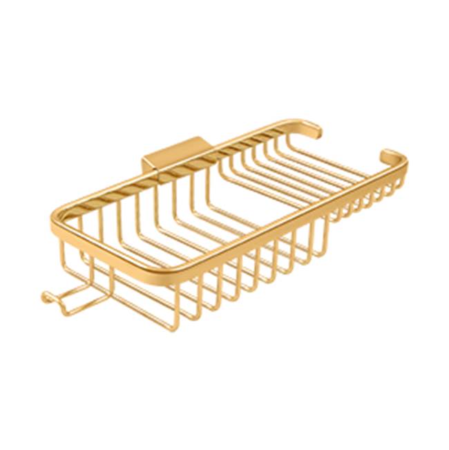 Deltana - Wire Basket 10-3/8'', Rectangular Deep and Shallow, With Hook - PVD Polished Brass