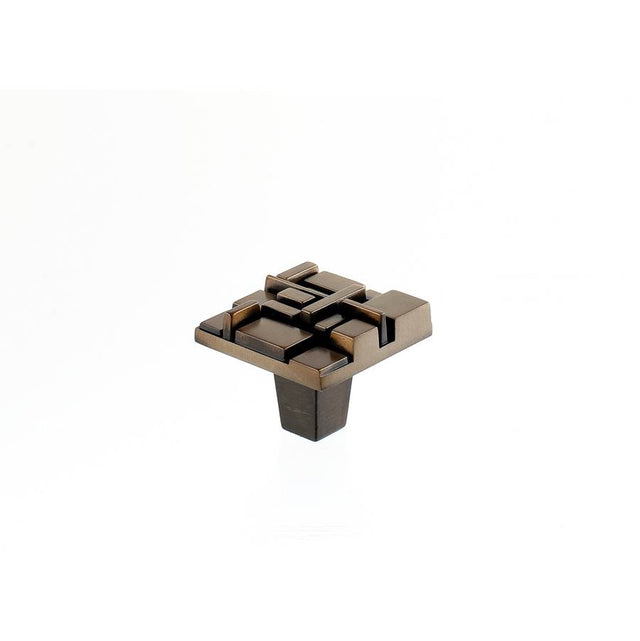 Du Verre - Offset Square Knob 1 1/2 Inch - Antique Brass - Antique Brass