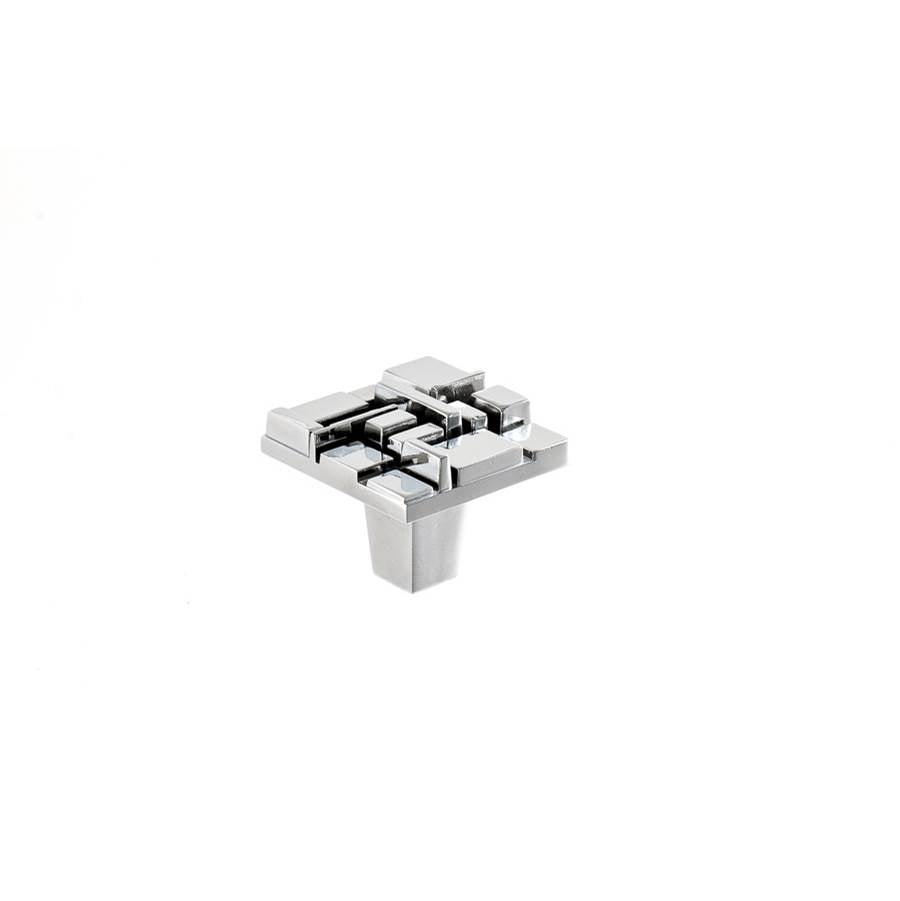 Du Verre - Offset Square Knob 1 1/2 Inch - Polished Chrome - Polished Chrome
