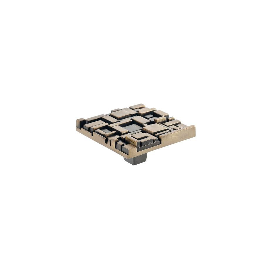 Du Verre - Offset Square Knob 2 1/2 Inch - Antique Brass - Antique Brass