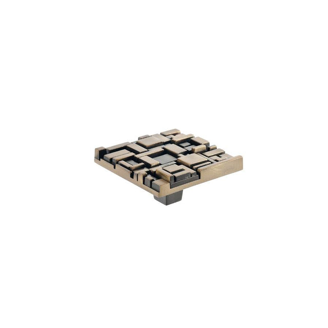 Du Verre - Offset Square Knob 2 1/2 Inch - Antique Brass - Antique Brass