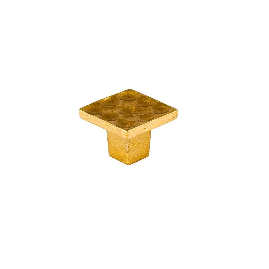 Du Verre - Pomegranate Square Knob 1 Inch - Satin Brass - Satin Brass