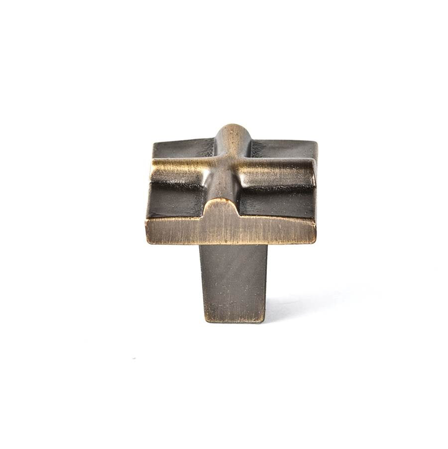 Du Verre - Rio Small Cross Knob 1 Inch - Antique Brass - Antique Brass