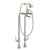 Transitional Floor Mount Bathtub Filler with Hand Shower and Randall Cross Handles