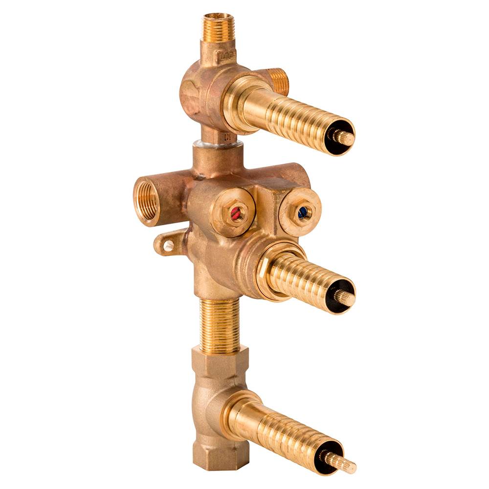3-Handle Thermostatic Rough Valve with 2-Way Diverter Non-Shared Functions