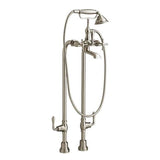 Transitional Floor Mount Bathtub Filler with Hand Shower and Randall Cross Handles
