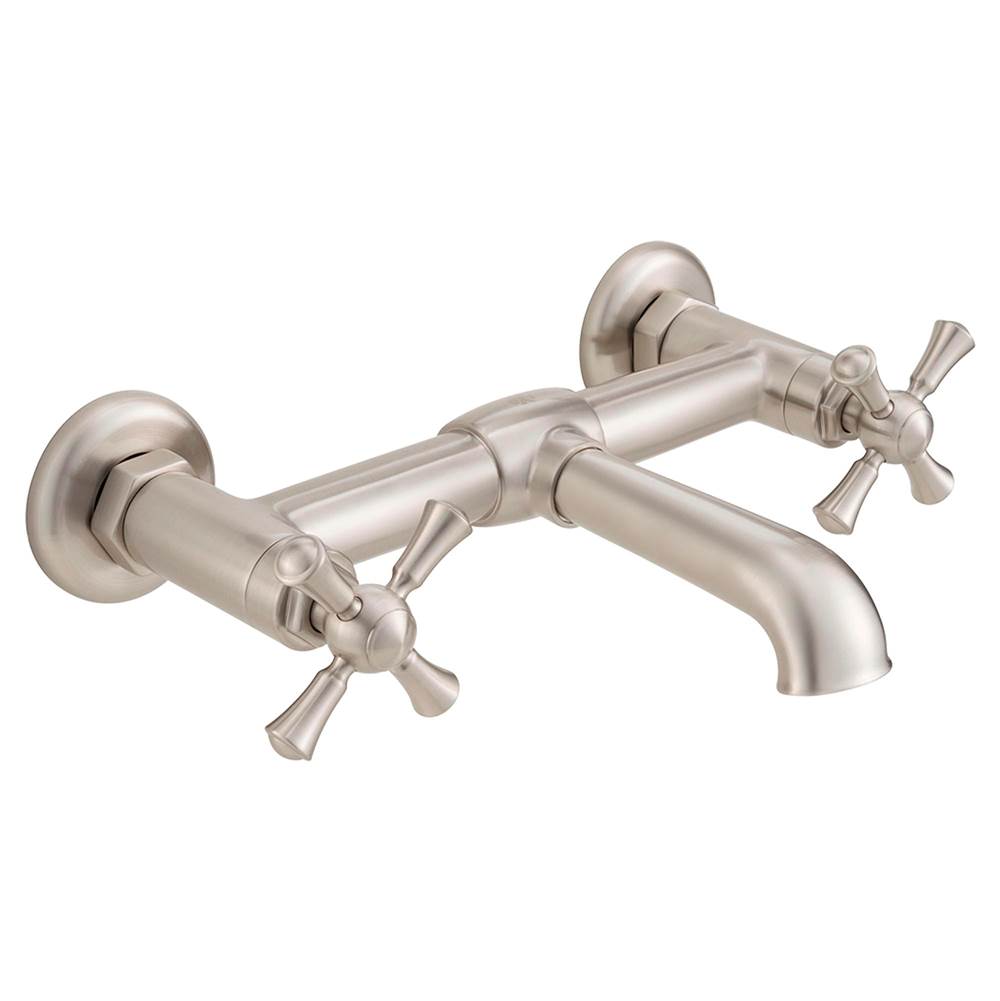 Oak Hill 2-Handle Wall Mount Bathroom Faucet with Cross Handles