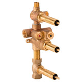 3-Handle Thermostatic Rough Valve with 2-Way Diverter Shared Functions