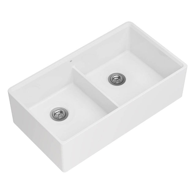 DXV - Etre 36 in. Double Apron Kitchen Sink - Canvas White