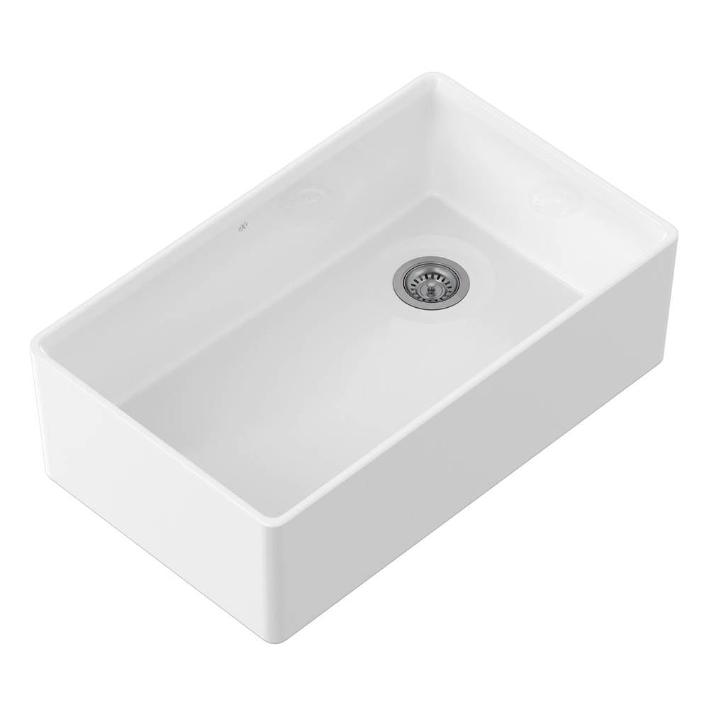 DXV - Etre 33 in. Apron Kitchen Sink with Offset Drain - Canvas White