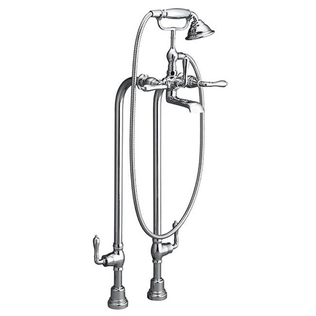 DXV - Traditional Floor Mount Bathtub Filler with Hand Shower and Ashbee Lever Handles - Polished Chrome