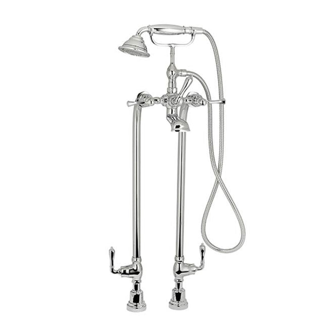 DXV - Transitional Floor Mount Bathtub Filler with Hand Shower and Randall Lever Handles - Polished Chrome
