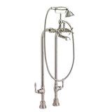 DXV - Transitional Floor Mount Bathtub Filler with Hand Shower and Randall Cross Handles - Platinum Nickel